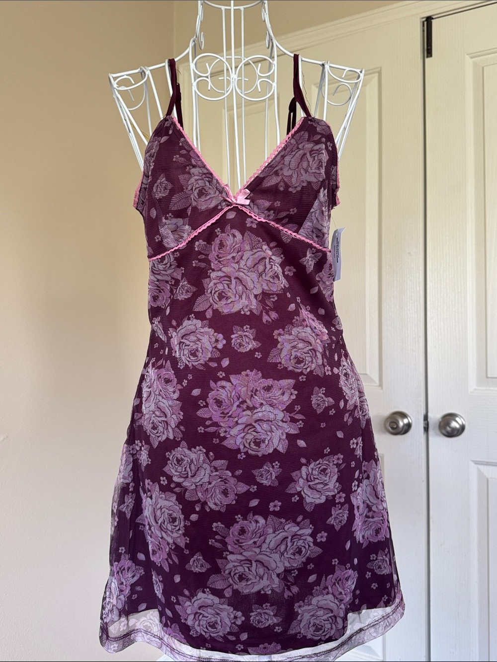 Tilly’s Plum Floral Lace-Trim dress